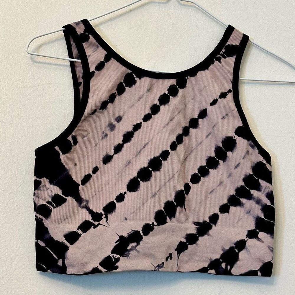 Colsie Tie Dye Cropped Tank Top Purple Black Large